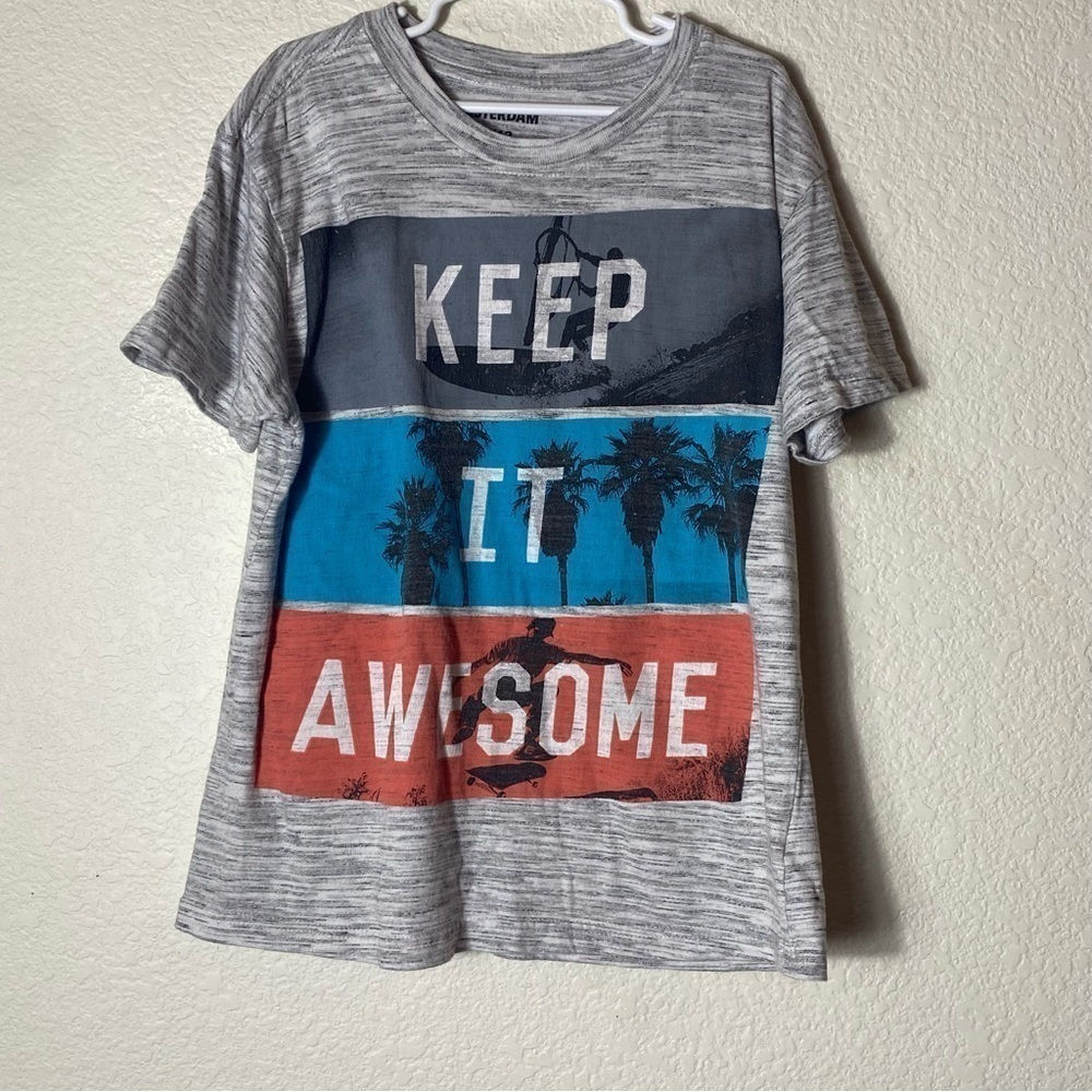 Amsterdam "Keep It Awesome" Boys Grey Tee Size:L(10-12)